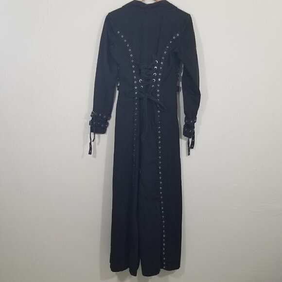 Tripp nyc Trench Coat Corset Goth Punk Emo Grommit Size L - Picture 7 of 11